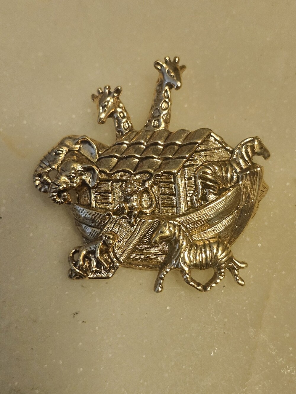 Gold-Tone Noah's Ark Brooch